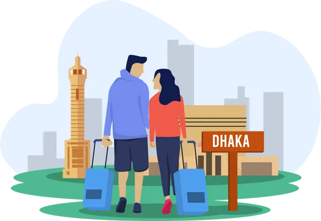 Couple going to dhaka  Illustration
