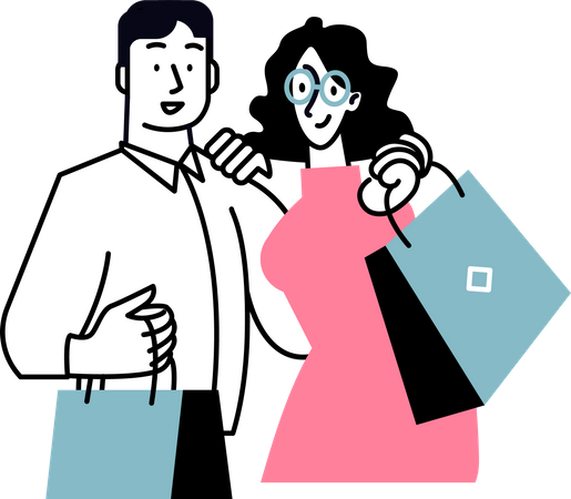 Couple going to Shopping  Illustration