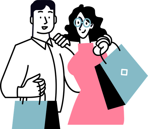 Couple going to Shopping  일러스트레이션