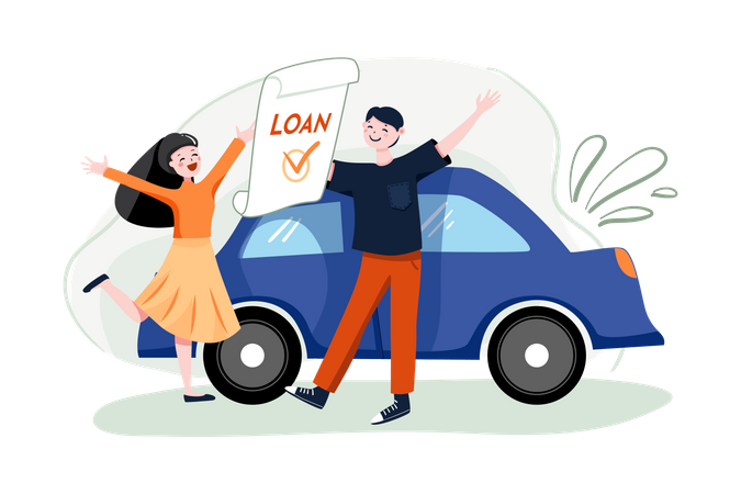 Couple got car loan approved  Illustration