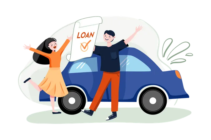 Couple got car loan approved  Illustration