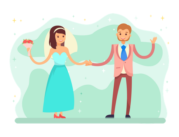 Couple got happily married  Illustration