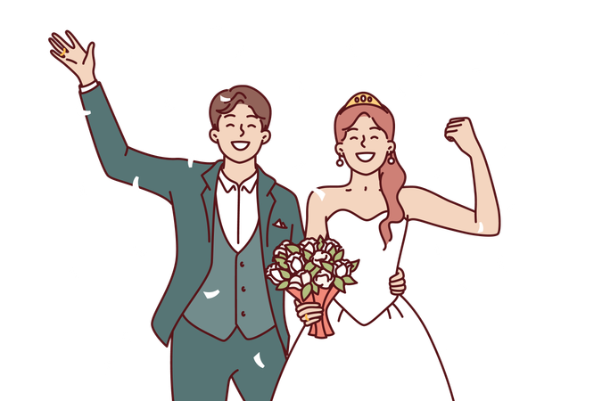 Couple got married  Illustration