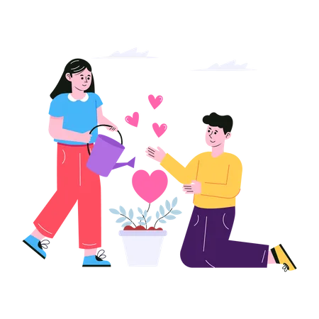 Couple growing love for each other Illustration