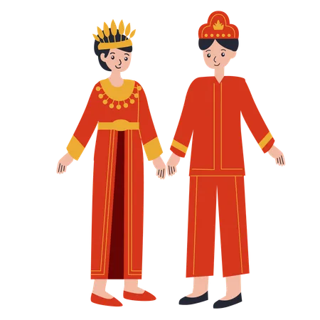 Couple habillé à Gorontalo  Illustration