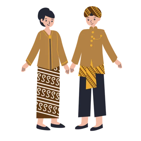 Couple habillé en Jawa Barat  Illustration