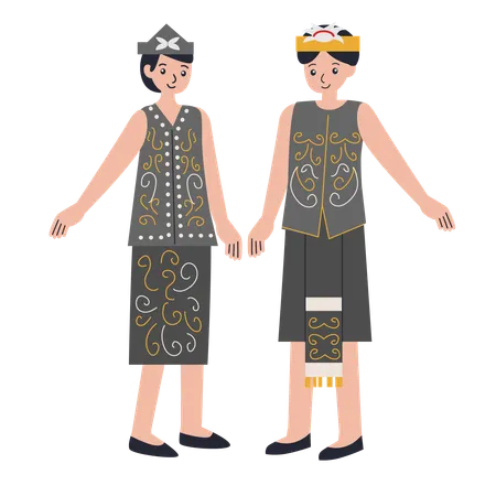 Couple habillé en Kalimantan Timur  Illustration