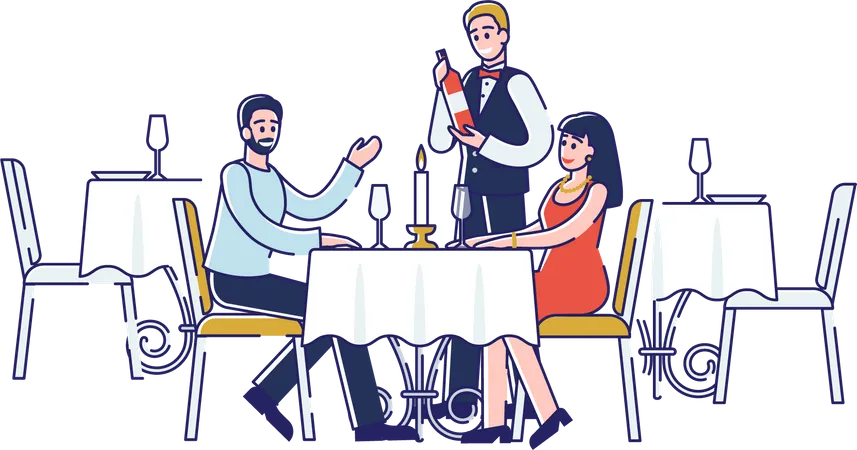 Couple having a romantic dinner together  Illustration