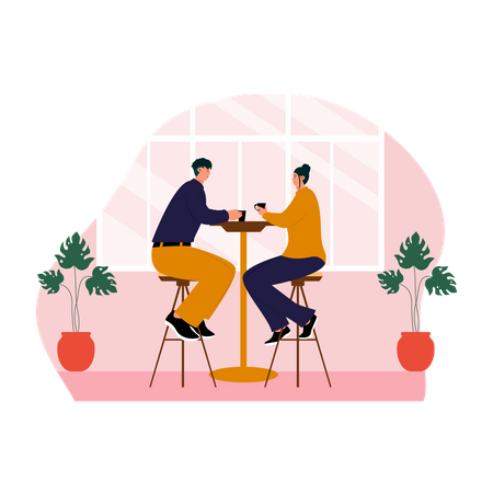 Couple having coffee together  Illustration