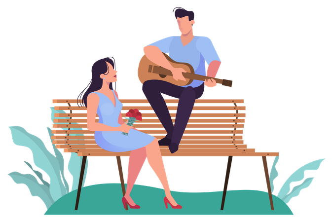 Couple having date in the park  Illustration