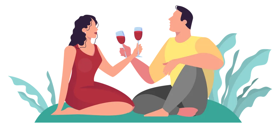 Couple having date in the park  Illustration