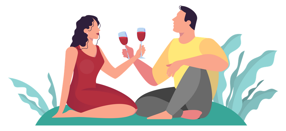 Couple having date in the park  Illustration