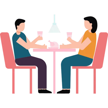 The Couple Is Having Dinner Illustration