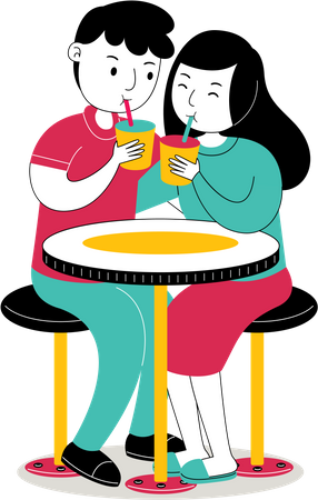 Couple having drink together  Illustration