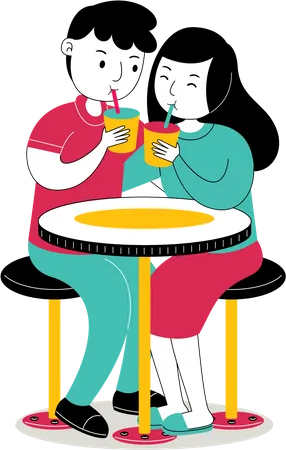 Couple having drink together  Illustration