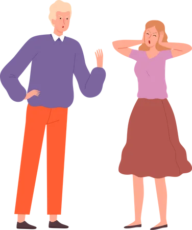 Couple having issues with each other Illustration