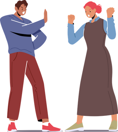 Couple having quarrel while arguing  Illustration