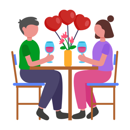Couple having Valentine Celebration  Illustration
