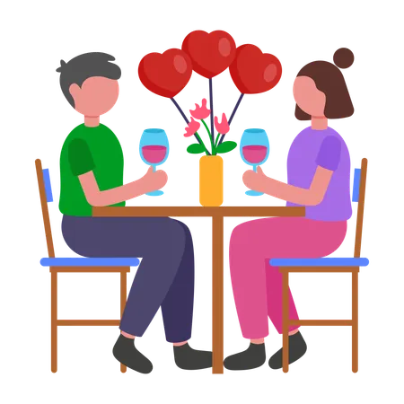Couple having Valentine Celebration  Illustration