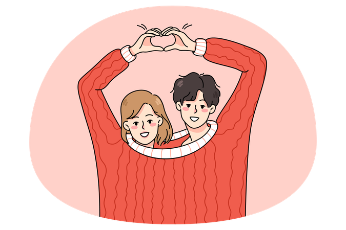 Couple d'amoureux heureux portant un pull  Illustration
