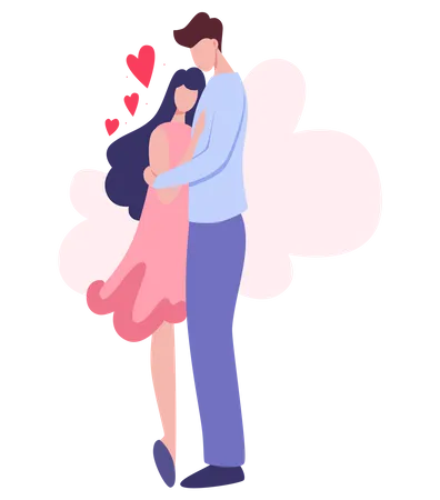 Heureux couple amoureux s'embrassant  Illustration