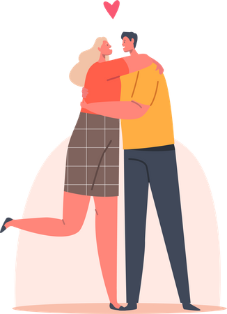 Heureux couple s'embrassant  Illustration