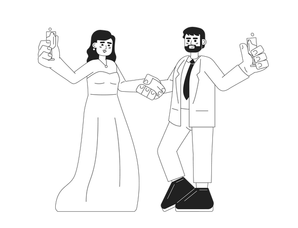 Heureux couple célébrant l’anniversaire de mariage  Illustration