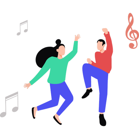 Heureux couple dansant en fête  Illustration