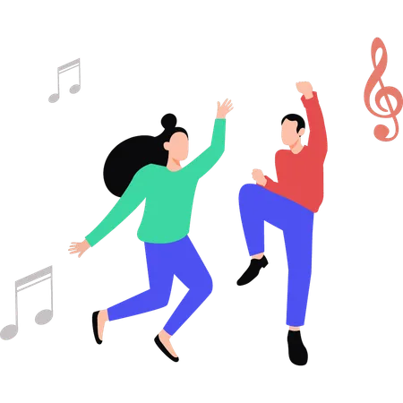 Heureux couple dansant en fête  Illustration