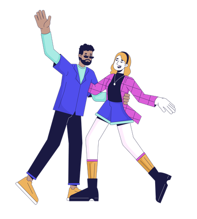 Un couple heureux danse  Illustration