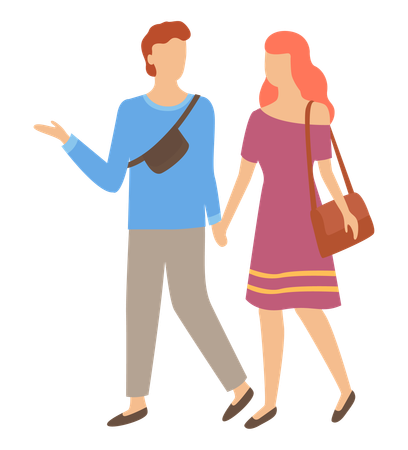 Couple heureux marchant ensemble  Illustration