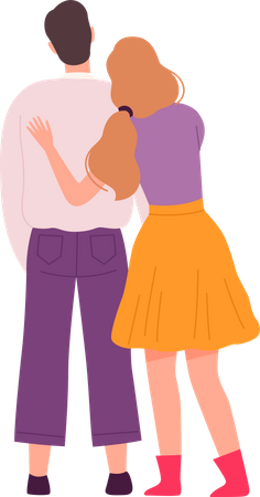 Couple heureux marchant ensemble  Illustration