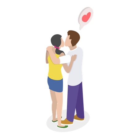 Heureux couple s'embrassant  Illustration