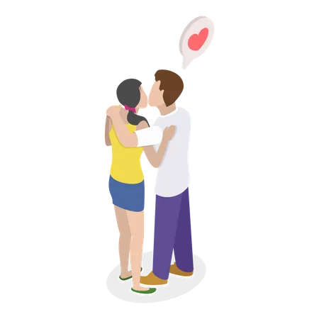 Heureux couple s'embrassant  Illustration