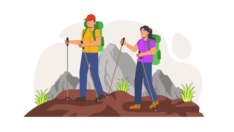 Couple hiking  Illustration