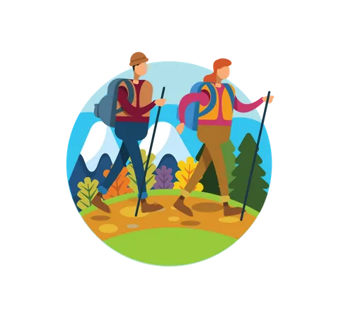 Couple Hiking  Illustration