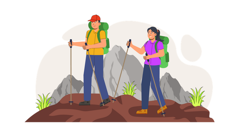 Couple hiking  Illustration