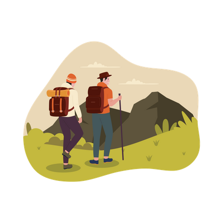 Couple hiking mountain  일러스트레이션