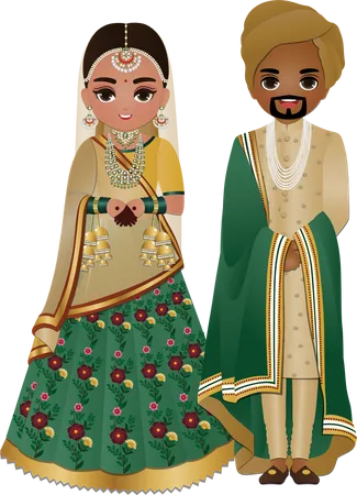 Couple hindou portant des vêtements de mariage  Illustration