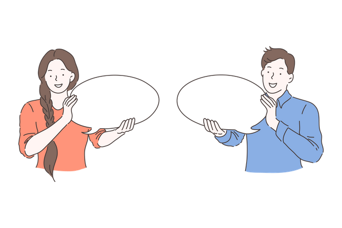 Couple holding chat bubble  Illustration