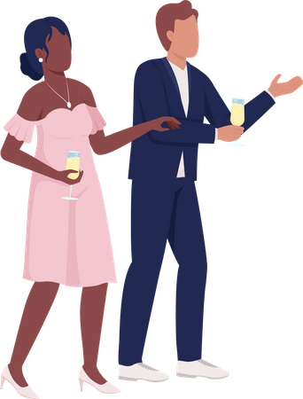 Couple Holding Drink  Illustration