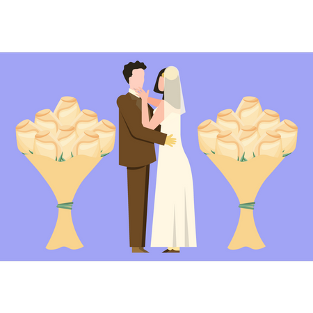 Couple holding each other Illustration