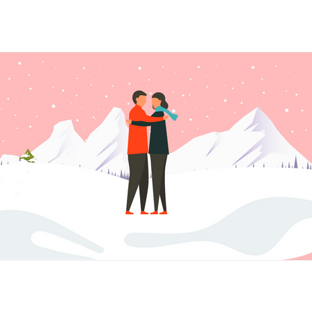 Couple holding each other  Illustration