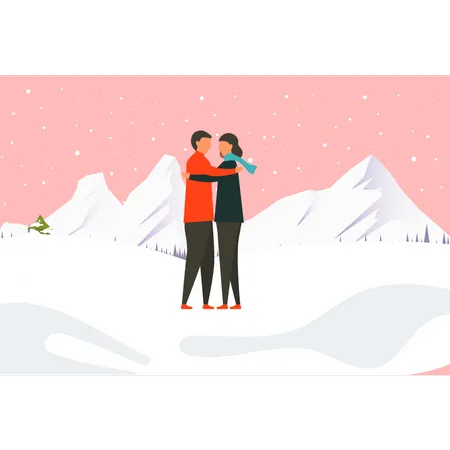 The Couple Is Holding Each Other Illustration
