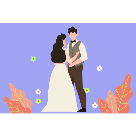 Couple holding each other in romantic way Illustration