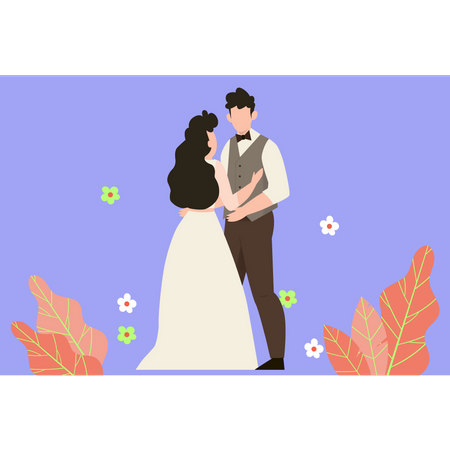 Couple holding each other in romantic way  Illustration