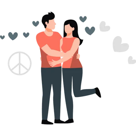 Couple holding each other with love  Illustration