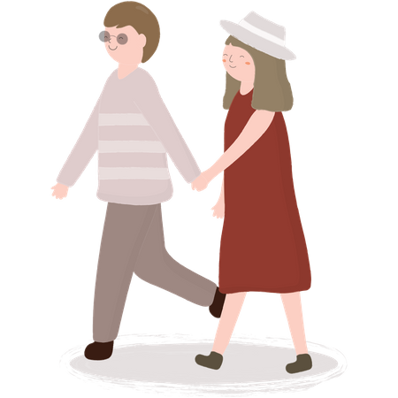 Couple holding hand Illustration
