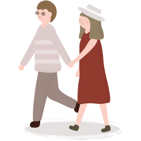 Couple holding hand Illustration