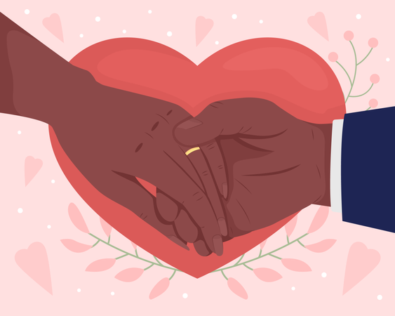 Couple holding hands after engagement  일러스트레이션